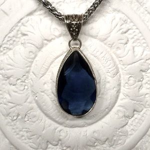 Vintage Blue Lab Topaz Pendant sterling silver